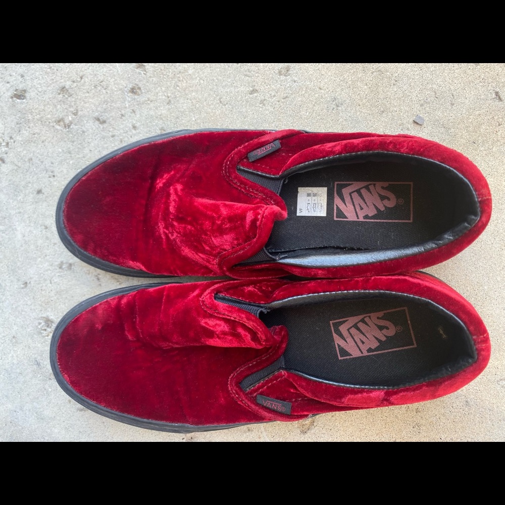 Red velvet slip on vans